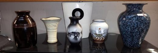 A good selection of studio pottery vases
