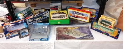 A quantity of boxed diecast including Corgi buses, Schuco BMW Isetta Brumm, cuclecar etc