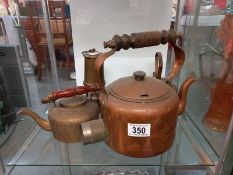 A selection of brassware including kettles, Blacksmiths horse & carriage & Hansome cab miners lamp