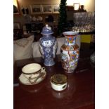 4 pieces of oriental china including satsuma cup & saucer