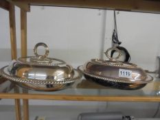 Two silver plate vegetable tureens.