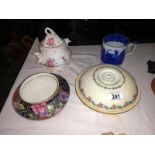 A quantity of miscellaneous pottery including a cloisonne Shelley pot