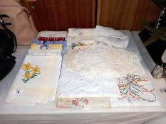 A Quantity of linen, including tea towels, doilies etc