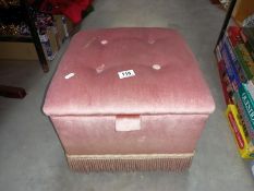 A pink bedroom pouffe/stool storage box (40cm x 40cm x 36cm high)