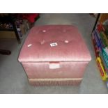 A pink bedroom pouffe/stool storage box (40cm x 40cm x 36cm high)