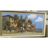 An original oil painting by Henry Housier b.1905 in Lyon of a continental beach scene. COLLECT ONLY.