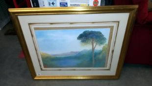 A large gilt framed print, Lonesome tree in the hills, 89 x 69cm (COLLECT ONLY)