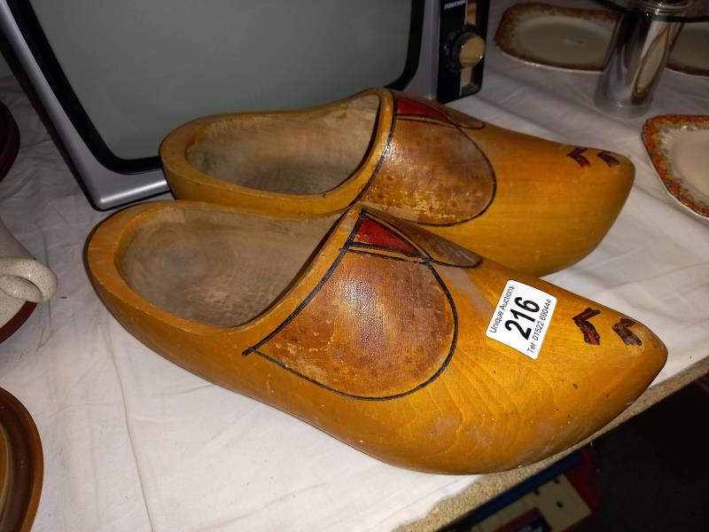 A pair of vintage wooden clogs - Image 2 of 2