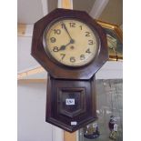 A mahogany drop dial wall clock, COLLECT ONLY.