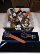 11 Gent's wristwatches & a pocket watch