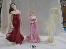 Three Royal Worcester figurines - Lady in Red, Diana 1920's collection and Birthstone Crystal Cancer