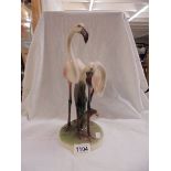 An art deco Keramos Von Wein Austria 12" high lovely vintage figurine of flamingos amongst reeds,