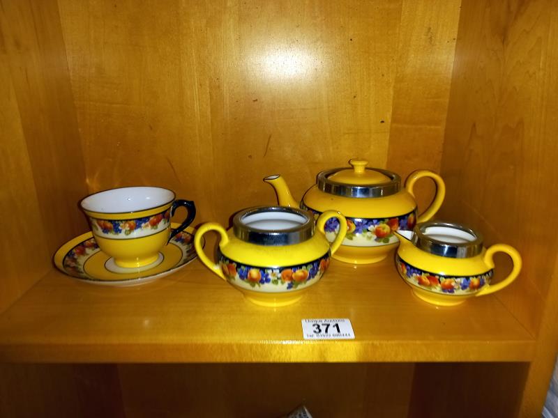 A tea set with plated rims and Imperial and Washington Cambridge tea and dinnerware - Image 2 of 4