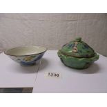 A Chinese lidded bowl with lidded fittings and one other.