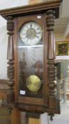A Victorian mahogany Vienna wall clock. COLLECT ONLY.