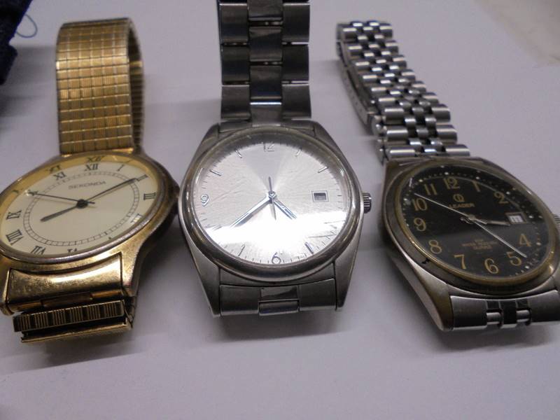 Five gent's wrist watches and an ingersol pocket watch. - Image 3 of 4