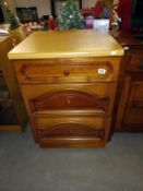 A teak effect 3 drawer free standing kitchen unit 60cm x 60cm x height 94cm