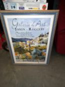A large framed print French art gallery, Bonnieux, 57cm x 77cm (COLLECT ONLY)