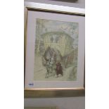 A framed and glazed study of a gypsy caravan signed Arthur Rockhall.