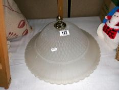 A large frosted glass uplighter lamp shade, diameter 40cm