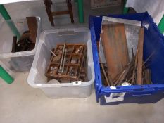 Six boxes of useful metal items etc.,