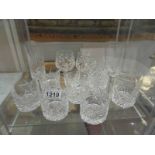 A mixed lot of cut glass whisky tumblers and wine goblets. COLLECT ONLY.