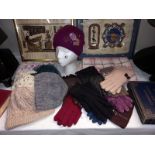 A selection of ladies gloves, woolly hats etc (heads not included)