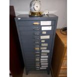 15 drawer metal filing chest of drawers 41.5cm x 24.5cm, height 100cm