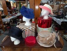 3 hat boxes and 5 hats (1 being a fascinator)