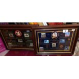 2 commemorating framed coin stamp sets, 70th anniversary of 2nd world war and last days of steam
