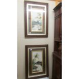 A pair of oak framed and glazed watercolours signed L Lacoy - Jedburgh Abbey and Binland Castle.