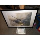 A limited edition print, Beachy Head, No; 129/558 by Andy Rouse of a Vulcan Bomber, 73cm x 53cm (