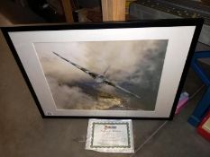 A limited edition print, Beachy Head, No; 129/558 by Andy Rouse of a Vulcan Bomber, 73cm x 53cm (