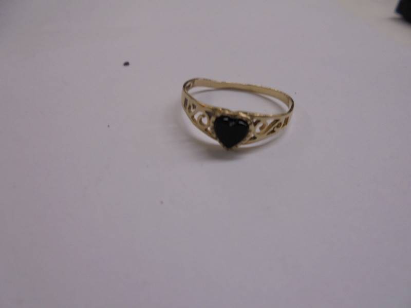 A heart design ring dated Sheffield 1994, hall marked 9ct gold, size M half, 1 gram. - Image 2 of 2