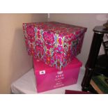 2 decorative collapsible storage boxes