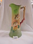 A lovely vintage (1940's) Royal Doulton 11.5" tall jug with a moulded coral handle
