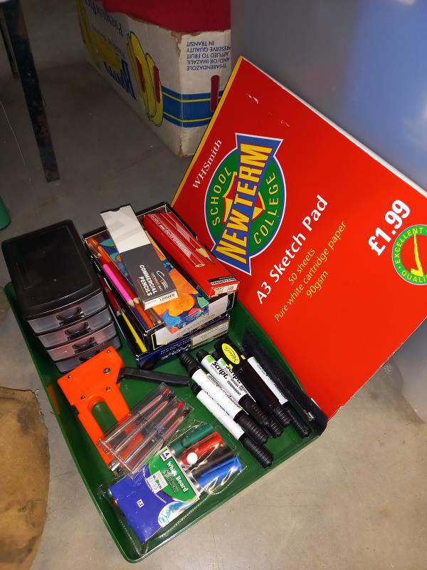 A large box of used office files, marker pens, pencils etc - Image 4 of 4