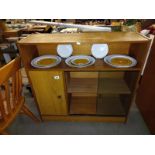 1950's teak veneered display cabinet 92cm x 30cm x height 92cm