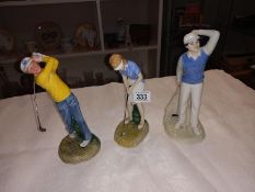 3 Royal Doulton figures, Teeing off HN3276, Golfer HN2992 & Winning putt HN3279