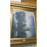 A gilt framed oil on canvas signed G Harrison. COLLECT ONLY.