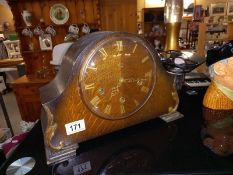 A 1930's oak Westminster chime mantle clock