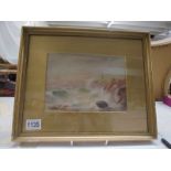 A framed and glazed watercolour seascape signed E Rushworth 1916.