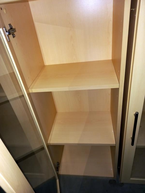 4 pine effect glazed bookcase display cabinets - Image 4 of 6