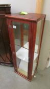 A mahogany display cabinet, 35 x 28 x 99 cm high, COLLECT ONLY.