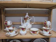 A fifteen piece Royal Albert Old Country Roses coffee set.