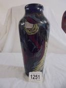 DECORO, made in England regd. No. 429479. A vintage 9.5" high vase in deep colours depicting a bird
