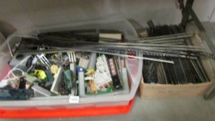 A large box of OO/OH gauge rolling stock, tracj, power supplies etc., COLLECT ONLY.