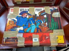 Vintage boxed Timpo toys plastic fort with Cowboys & Indians