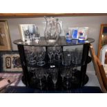 A selection of drinking glasses including Denby Imperial blue tumblers etc