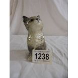 A vintage (1960's) Beswick small seated grey cat looking up Model number 1886.